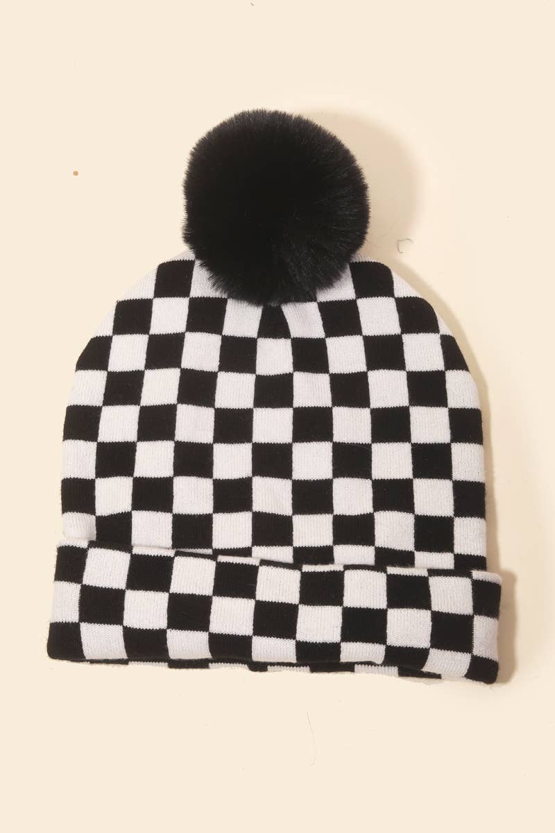 Anarchy Street - Wholesale Beanie - Women's - Checkered Pom Beanie0