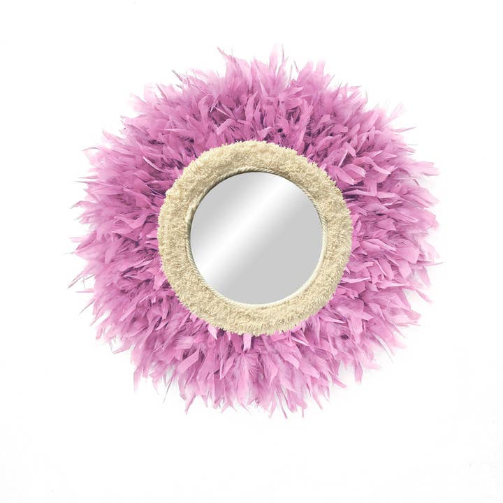 Geometrik Design - Wholesale Wall Stone - Round Feather and Cotton Decorative Boho Mirror5