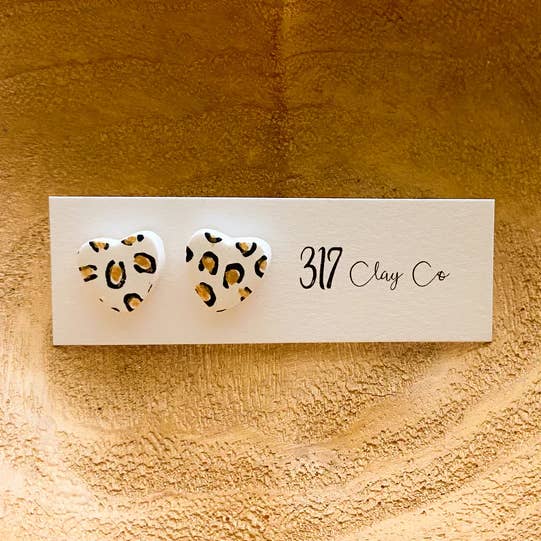 Esther Studs - Leopard Clay Earrings for wholesale by 317 Clay Co