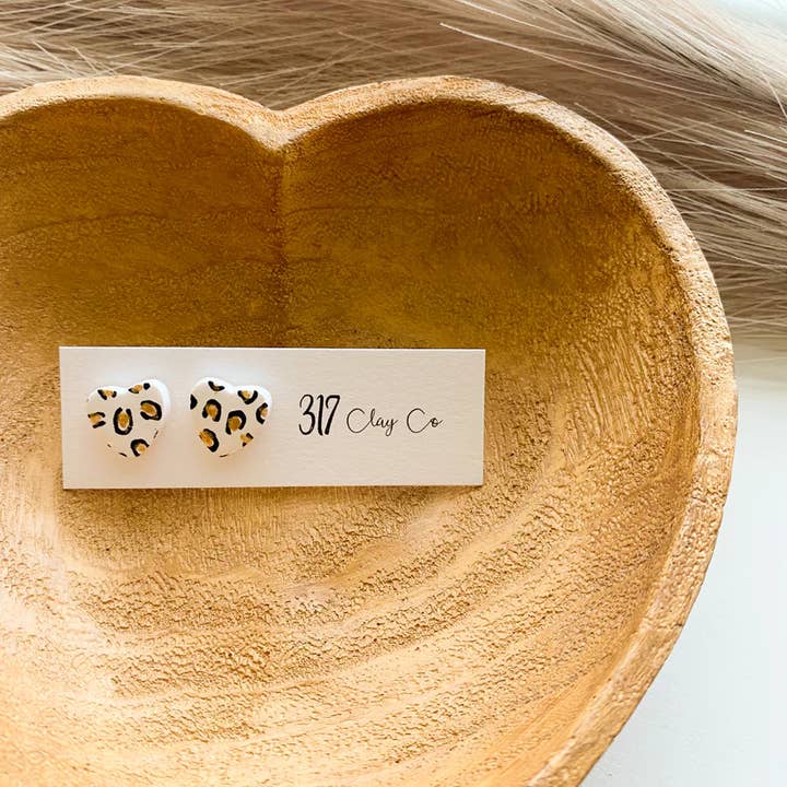 Esther Studs - Leopard Clay Earrings for wholesale by 317 Clay Co