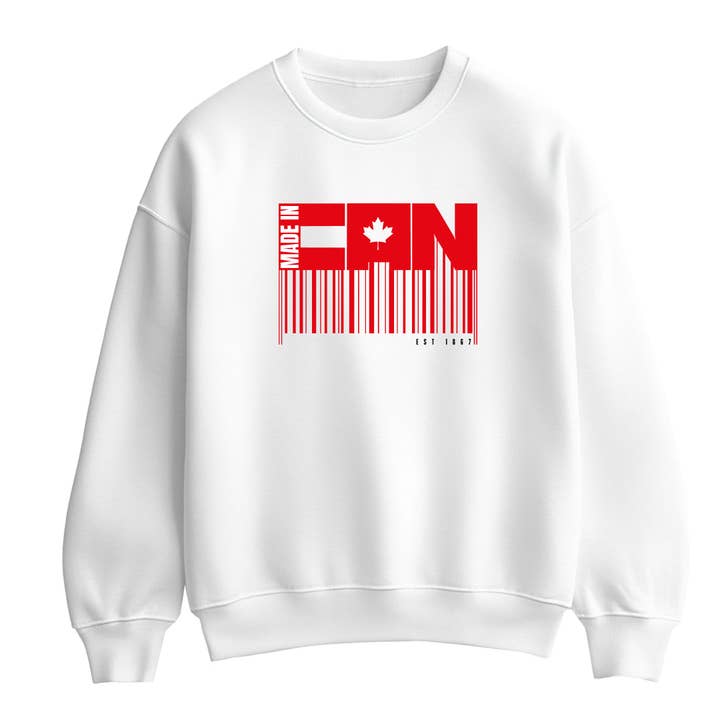 Tillverkad i Can Unisex Vit Sweatshirt för wholesale av Motiva Gifts