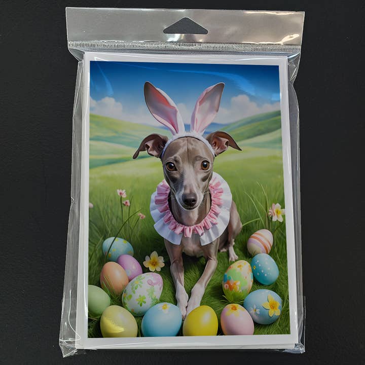 Caroline's Treasures - Venta al por mayor Tarjetas de Pascua - Tarjetas de felicitación de caza de huevos de pascua con galgos italianos DAC5082