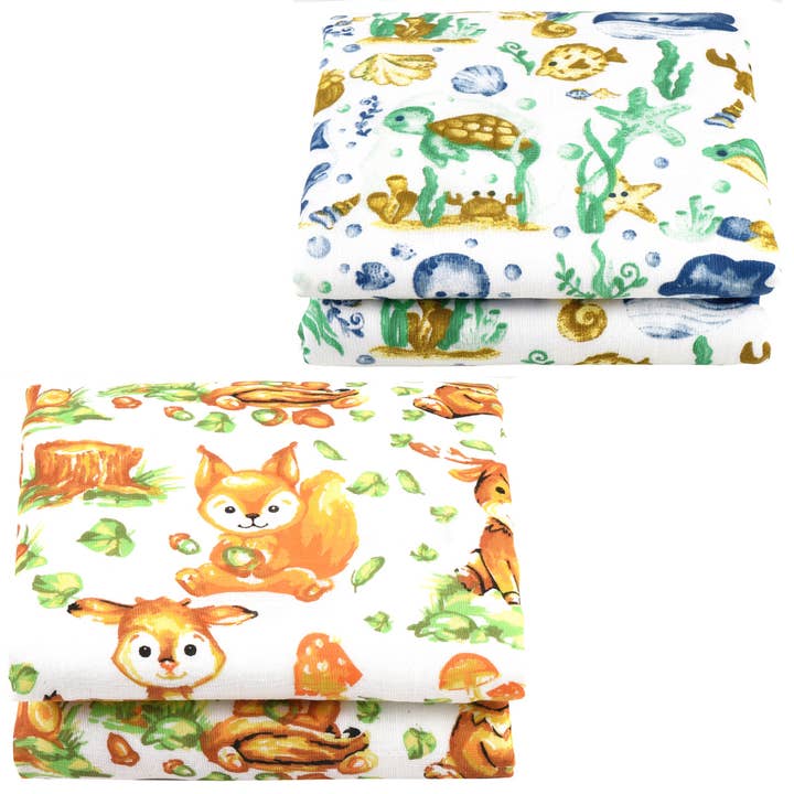 Ensemble de couvertures d'emmaillotage en mousseline de bambou - SeaWorld Woodland Prints pour la vente par Kloud Bambu | Bamboo Towels & Blankets