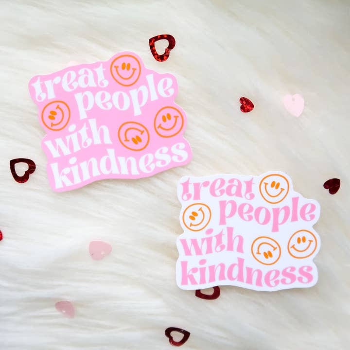 Golden Hour Press Co. – Großhandel Aufkleber – Behandeln Sie Menschen mit Freundlichkeit Aufkleber - Pink1