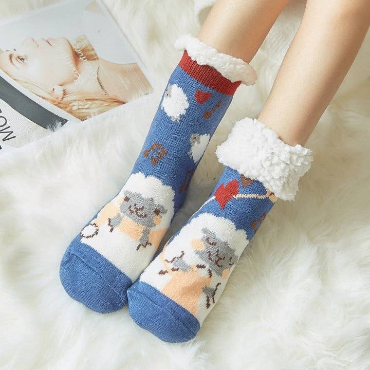 Sheer Trend - Wholesale Socks - Women's - Adults Cute Cartoon Fleece Lining Warm Thick Homewear Winter Floor Socks3