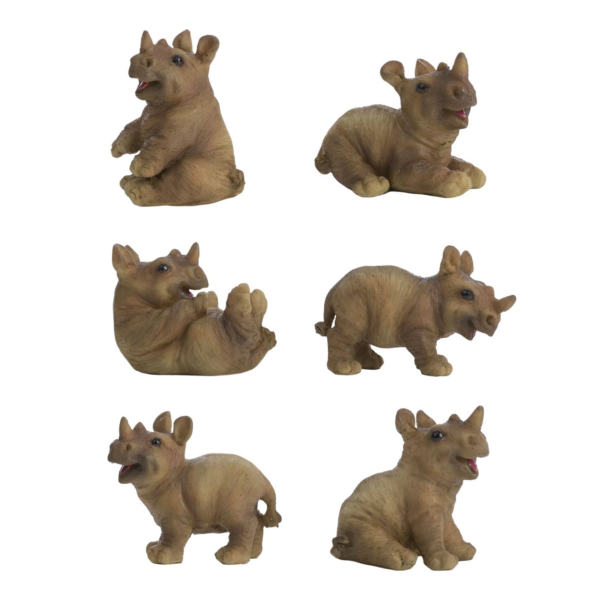 WIDDOP and Co. - Wholesale Decorative Figurine - **ASTD MULTI 6** Resin Rhino Calfs Figurine0