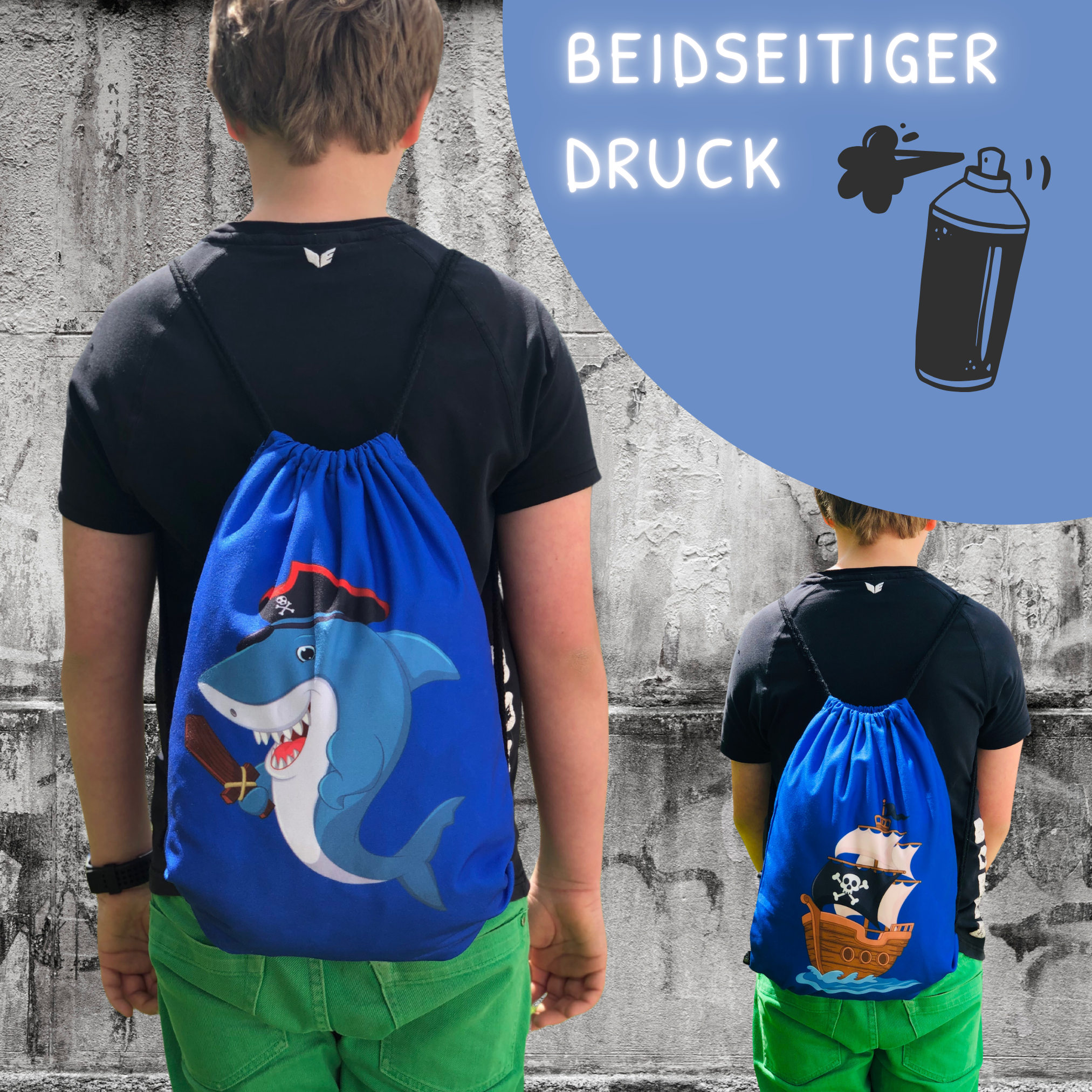 HECKBO - Wholesale Drawstring Bag - Kids - Children's gym bag pirate shark4
