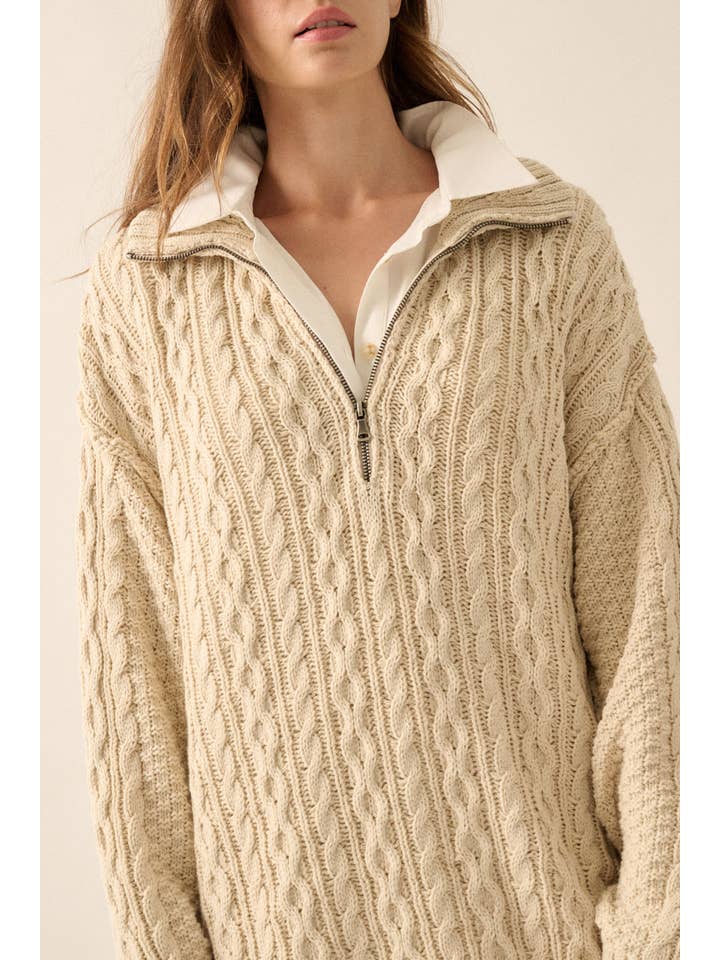 Promesa USA - Wholesale Dress - Women's - Cable-Knit Long Sleeve Mini Sweater Dress13