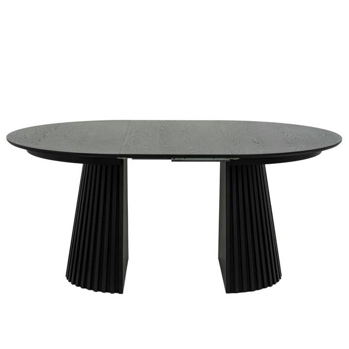 Furnhouse - Venta al por mayor Mesas auxiliares - Mesa de comedor redonda extensible Svendborg ø120/220 cm - Roble negro5