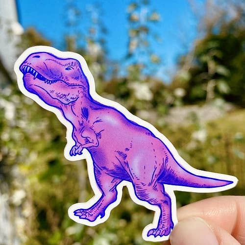 Purple T-rex Sticker for wholesale by Studio Moonflower