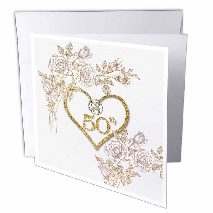 1 Greeting Card with envelope 50th Golden Wedding Anniversar for wholesale by 3dRose