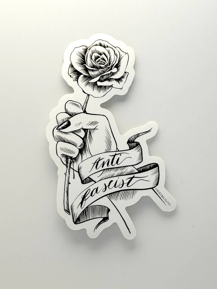 Anti Fascist Sticker - 4" for wholesale by Rust Belt Love Paperie