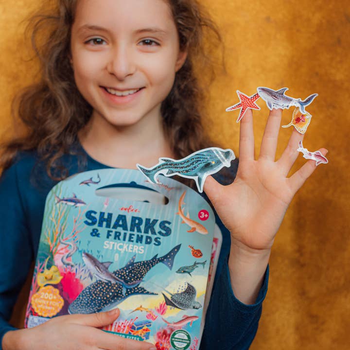 eeBoo - Wholesale Sticker - Kids & Baby - Sharks & Friends Shiny Stickers