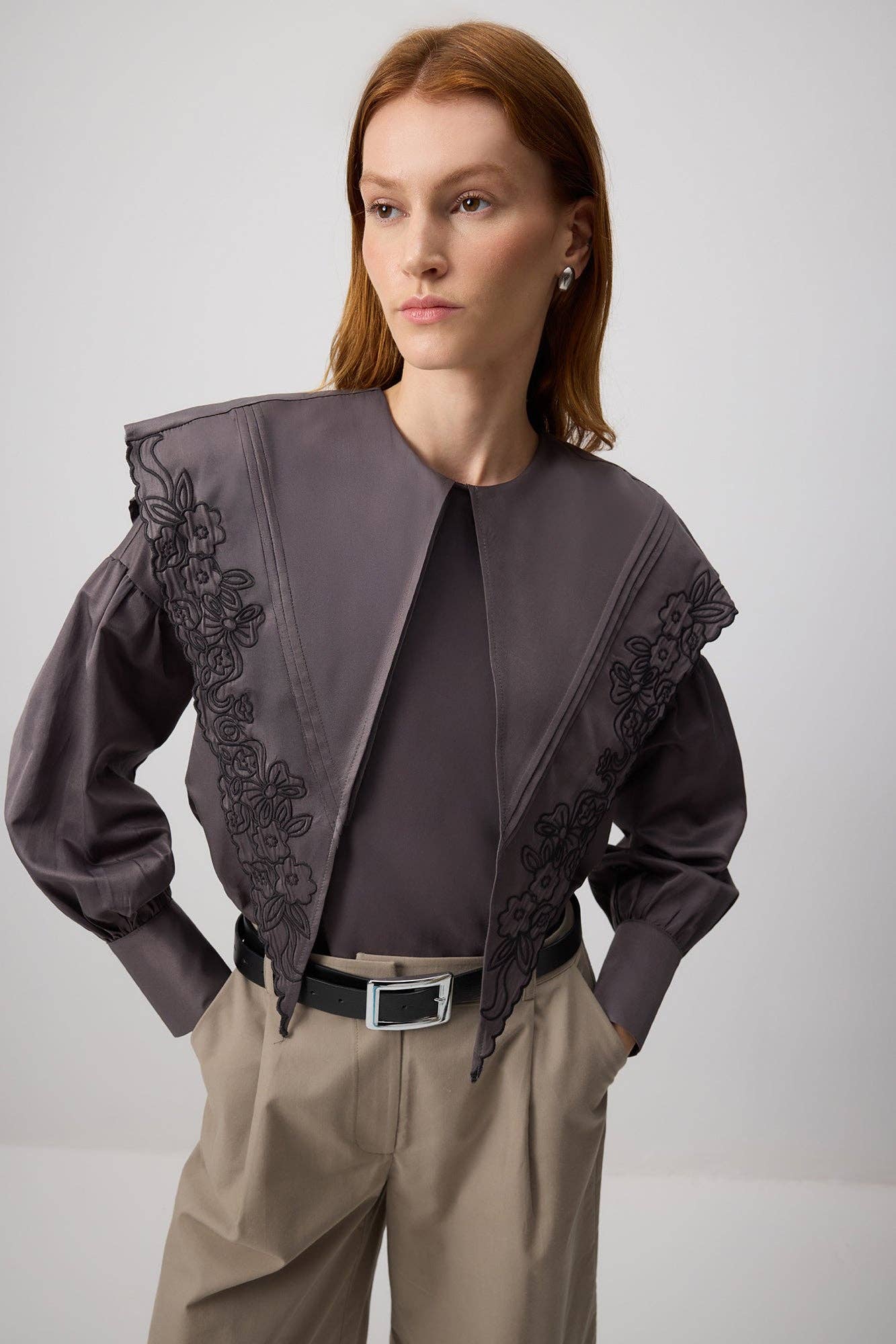 Gri EMBROIDERED WIDE COLLAR TUNIC for wholesale on Faire1