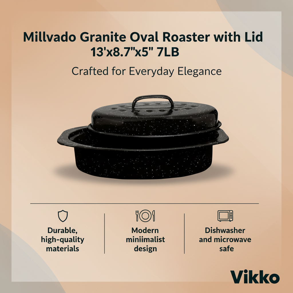 Kadra Kitchenware - Wholesale Kookpot - Millvado granieten ovale braadpan met deksel 13"x8,7"x5" 7LB3
