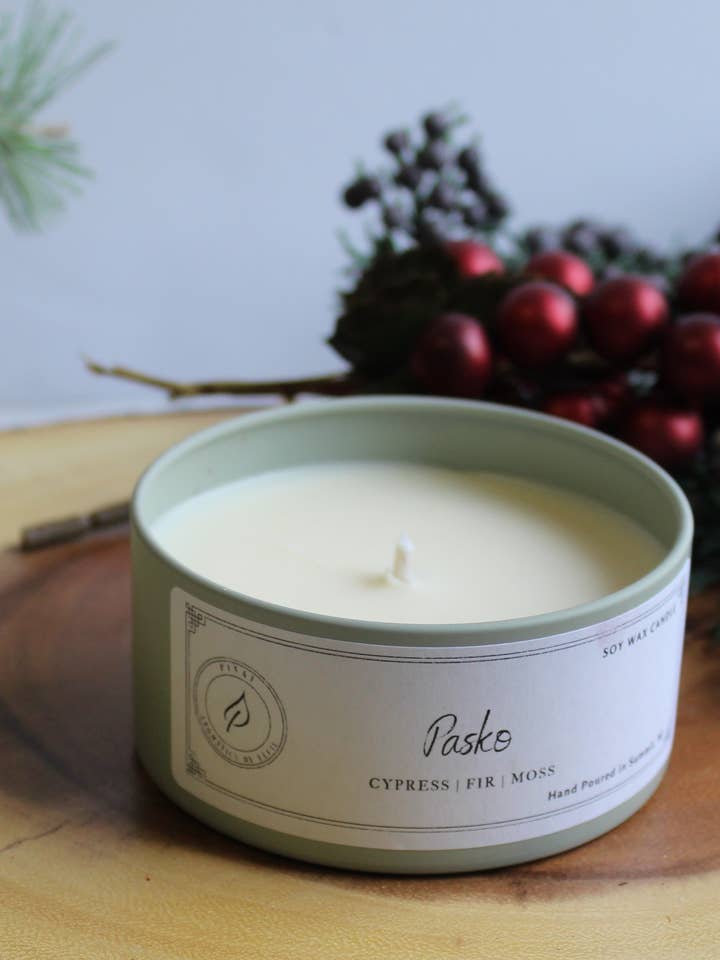 Bougie en étain à la cire de soja Pasko pour la vente par Pinat