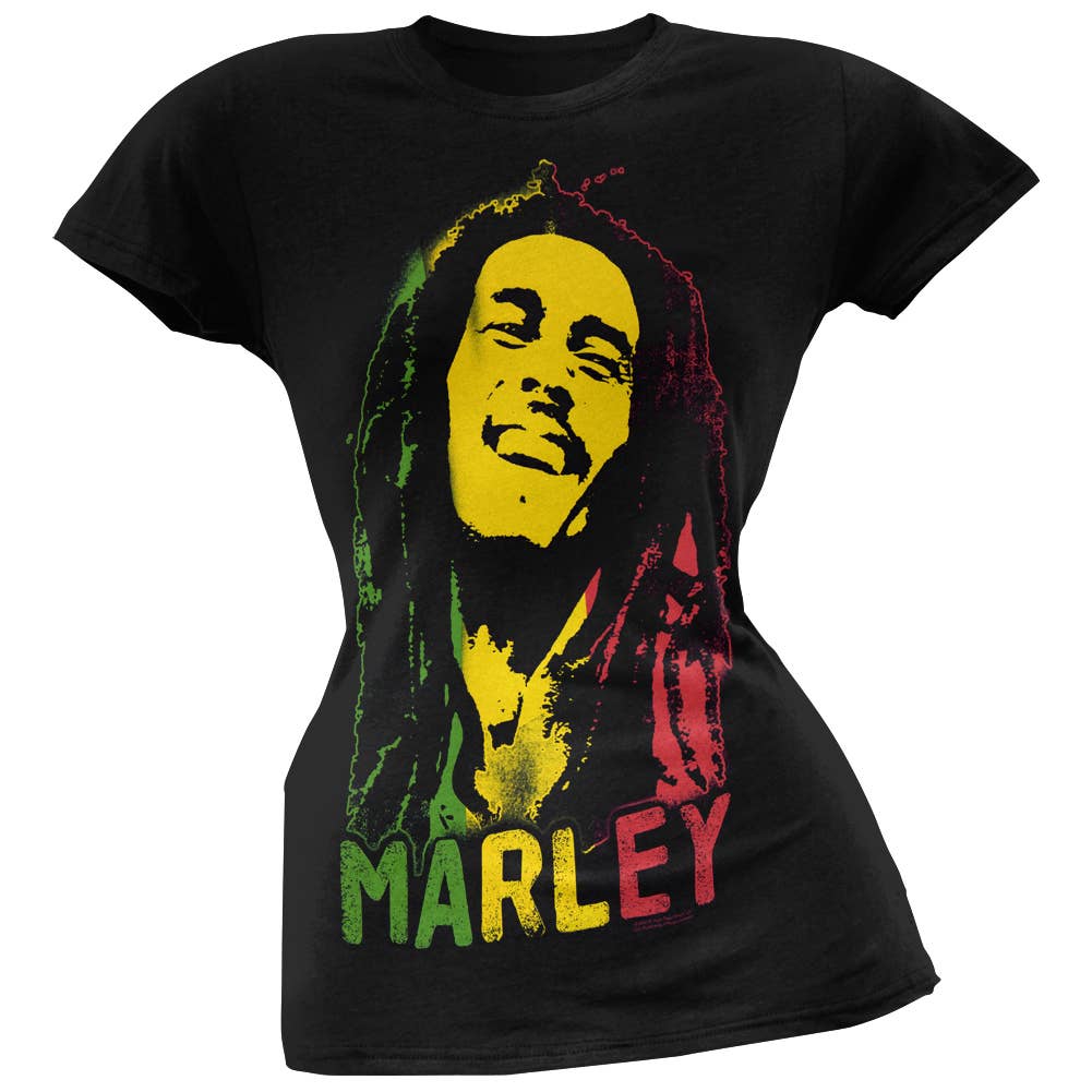 Official Store – wholesale Screen printed t-shirt – Women′s – Bob Marley - Rasta Face Women's Juniors T Shirt0