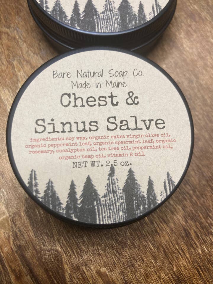 Pomada de peito e sinusite | Pomada de ervas | Fabricado no Maine por atacado de Bare Natural Soap Co