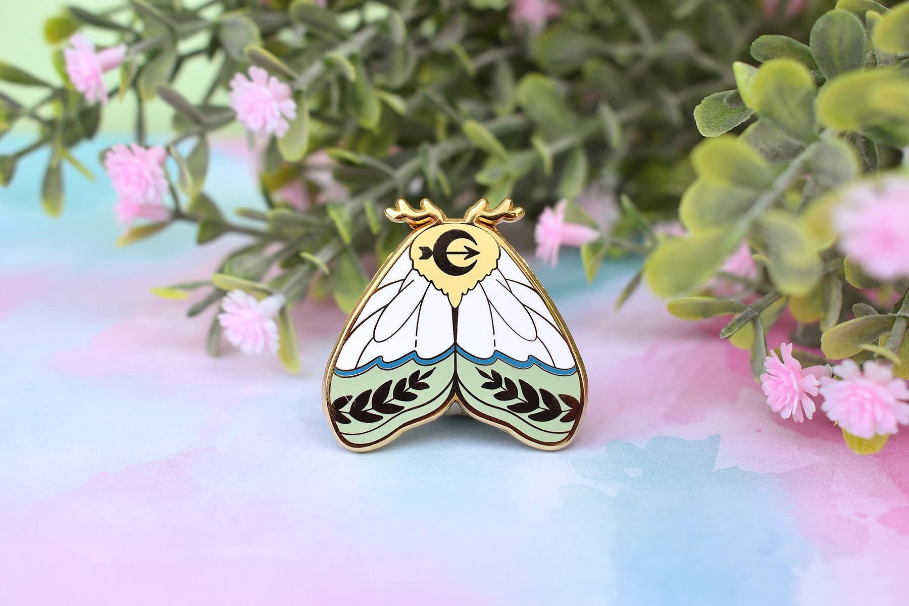 The Moonborn - Wholesale Lapel Pin/Button - Artemis Moth Greek Mythology Olympian Goddess Pin1