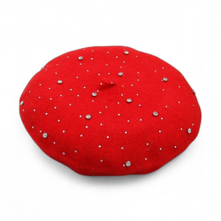 Artini Accessories - Wholesale Beret - Women's - Rhinestone Accent Fashion Beret Hat2