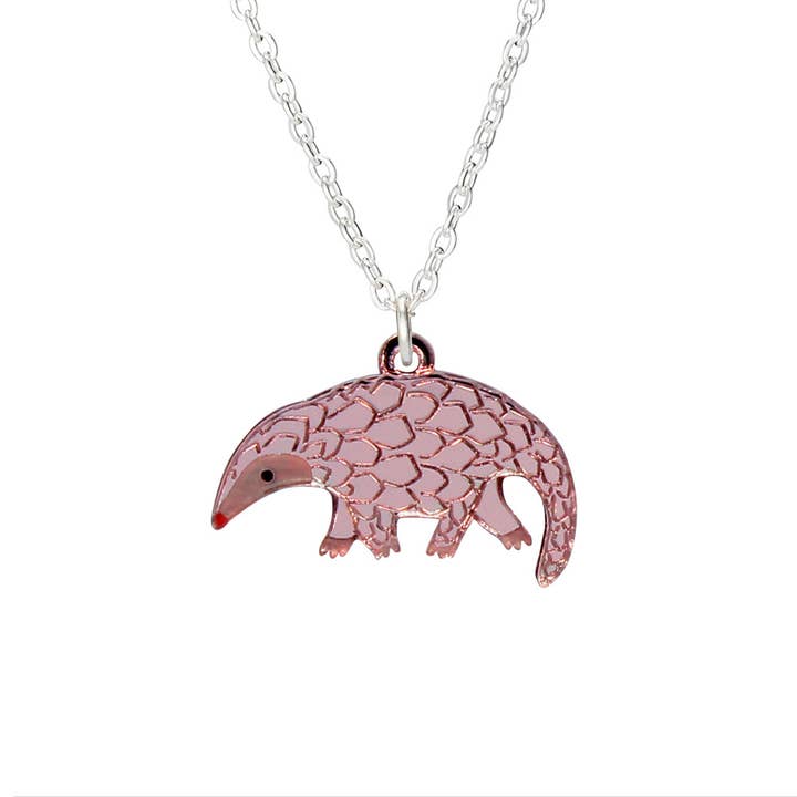 Pangolin Charm Necklace - Rose Gold for wholesale on Faire