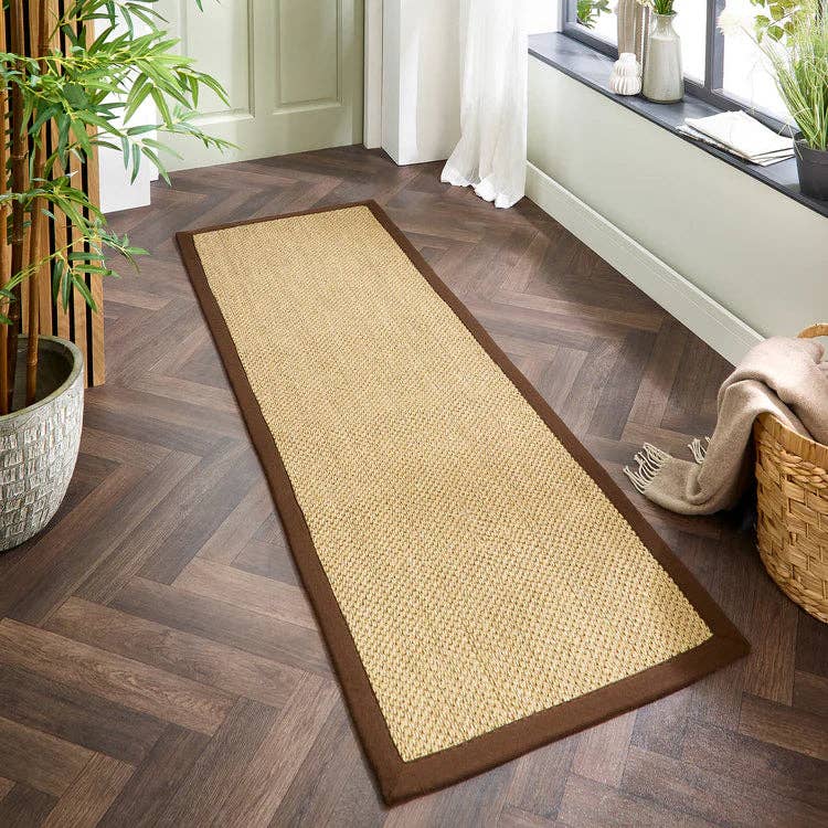 Phoenox Textiles - Wholesale Area Rug - Origins Sisal Rug Warm Natural with Dark Brown Border3