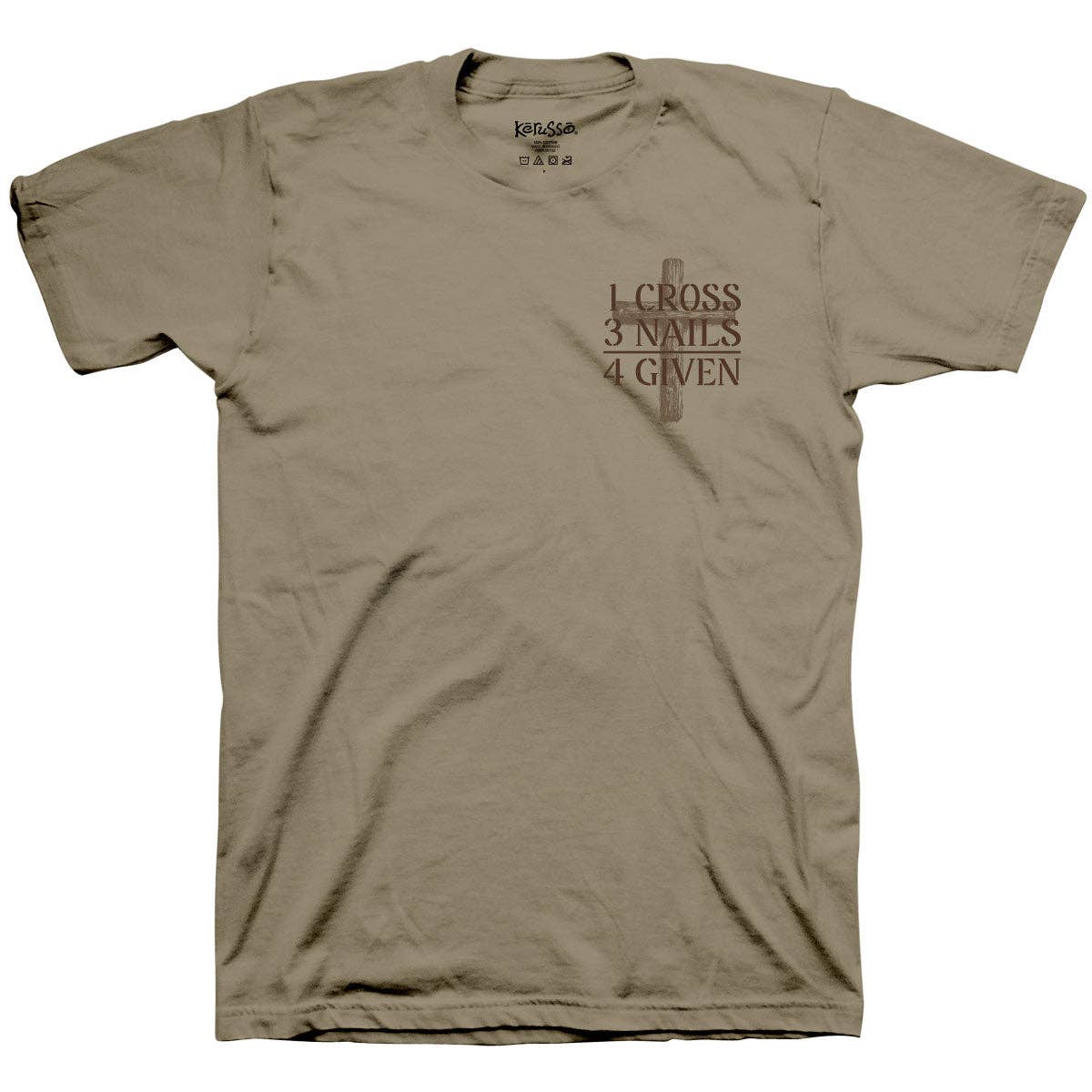 Khaki Kerusso Christian T-Shirt The Cross for wholesale on Faire3