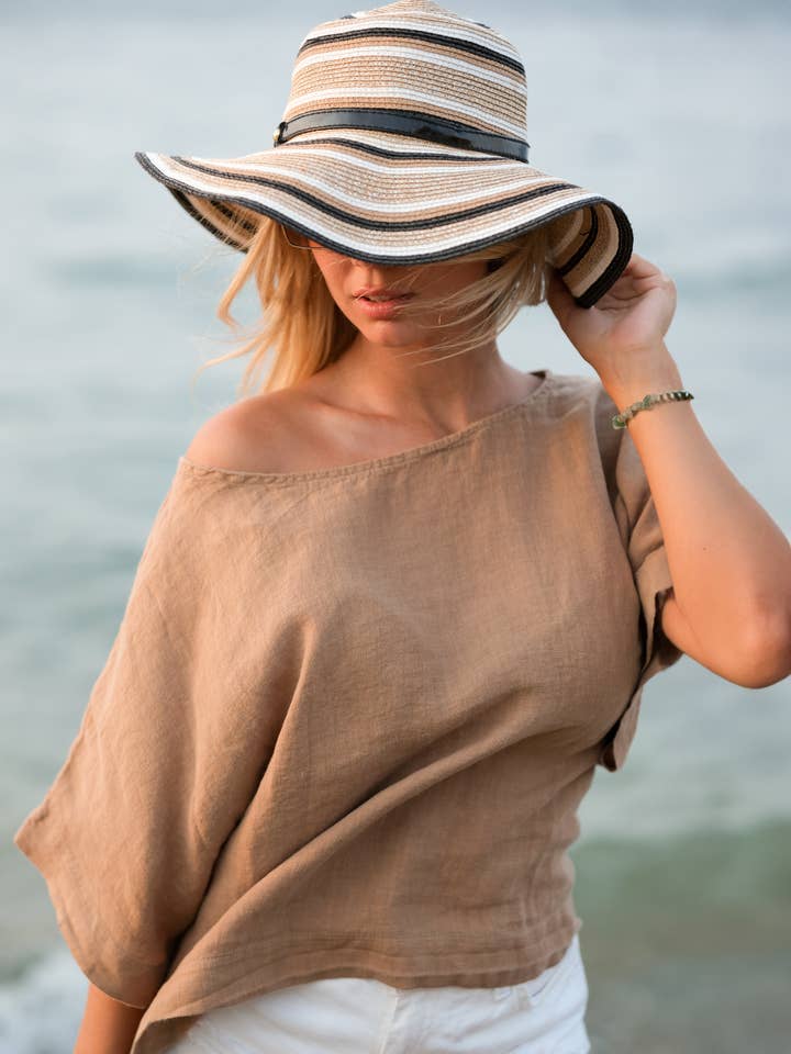 Moa - Wholesale Blouse – Women’s - Pure Linen Beige Top8