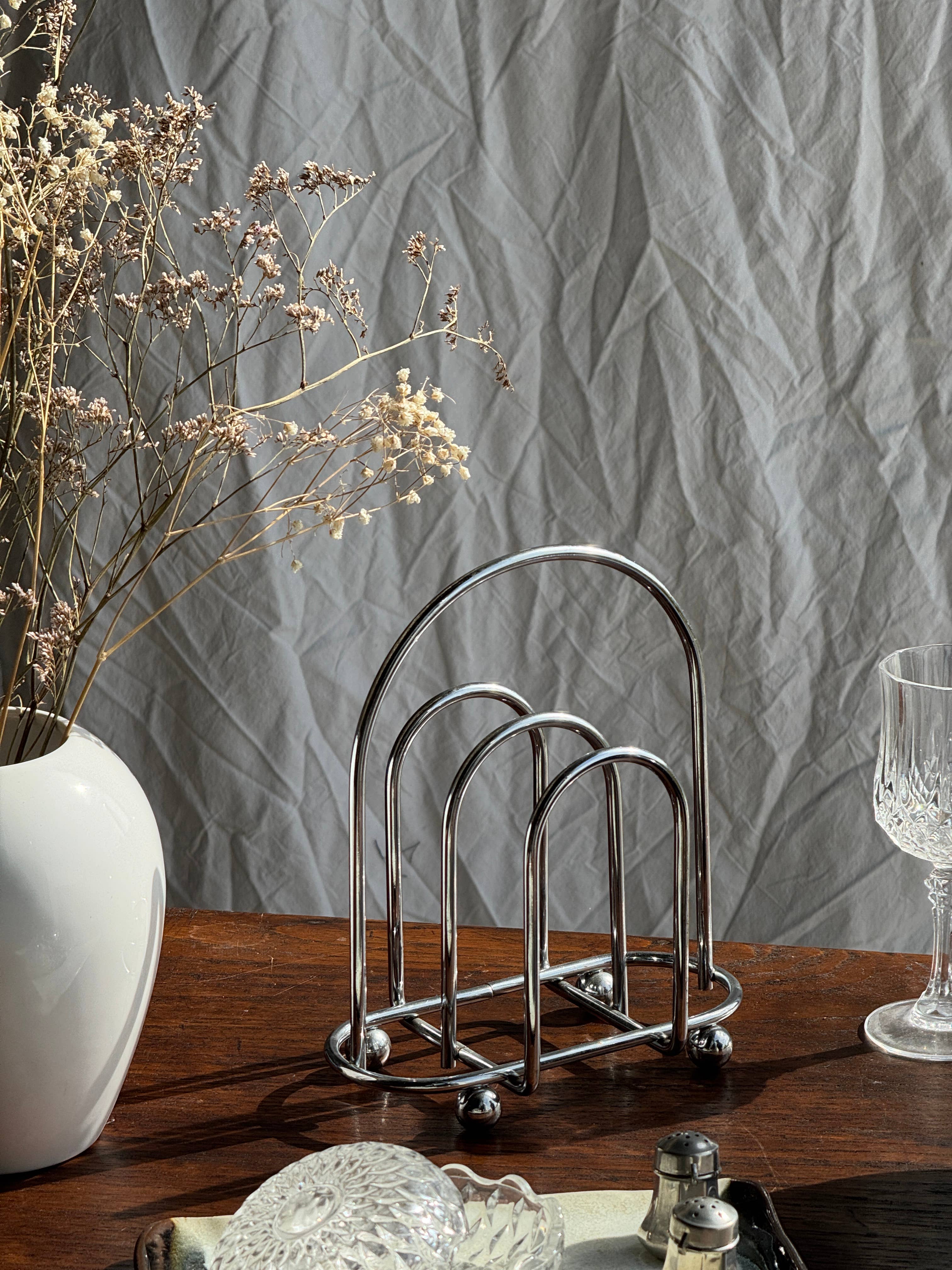 Office Objets - Vendita all'ingrosso Portatovaglioli - Porta toast o tovagliolo in metallo argentato H20.5 L1711