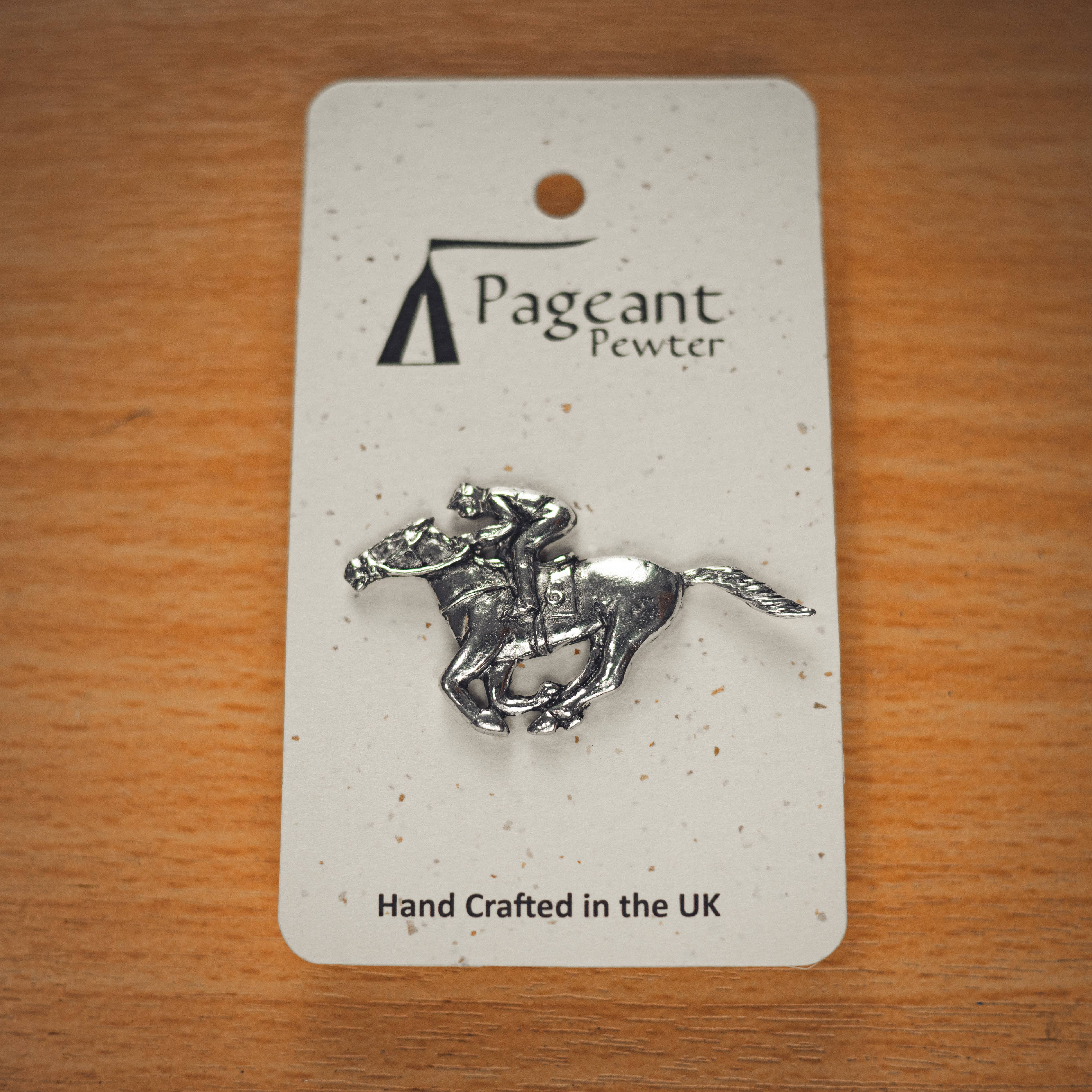 Pageant Pewter - Wholesale Lapel Pin/Button - Racehorse Pewter Pin Badge1