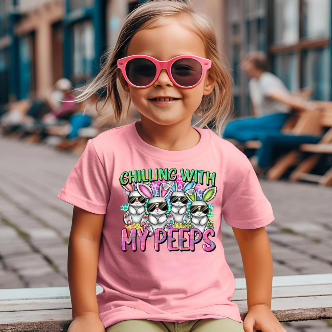 The Countryside Cottage - Wholesale Screen Printed T-Shirt - Kids - Easter Shirt - Chillin with my Peeps - Kids0