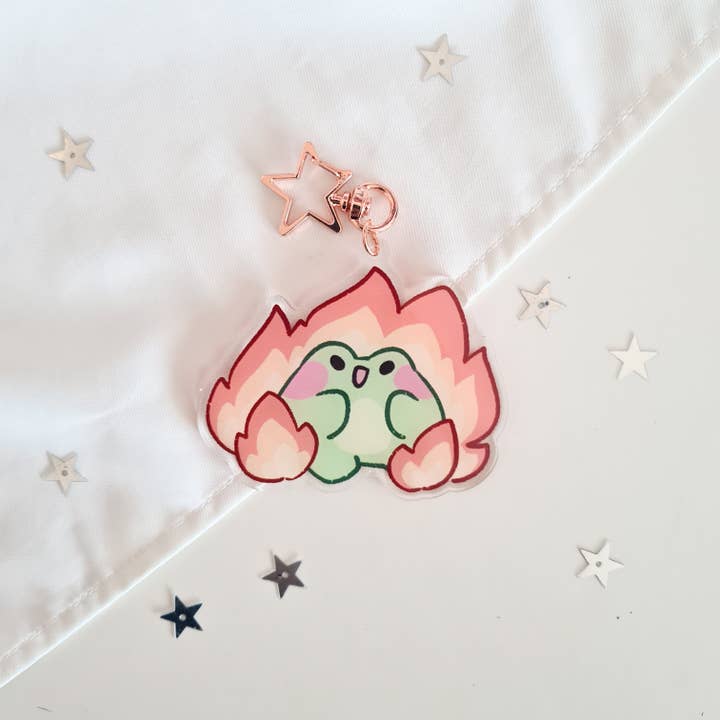 arson frog nomnoms acrylic charm for wholesale by Zellie's Koi Pond