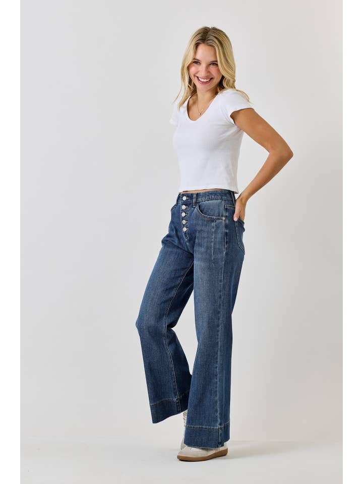SAIGE DENIM - Wholesale Jeans - Women's - P8151D-HIGH RISE FLARE WITH BUTTON FLY0