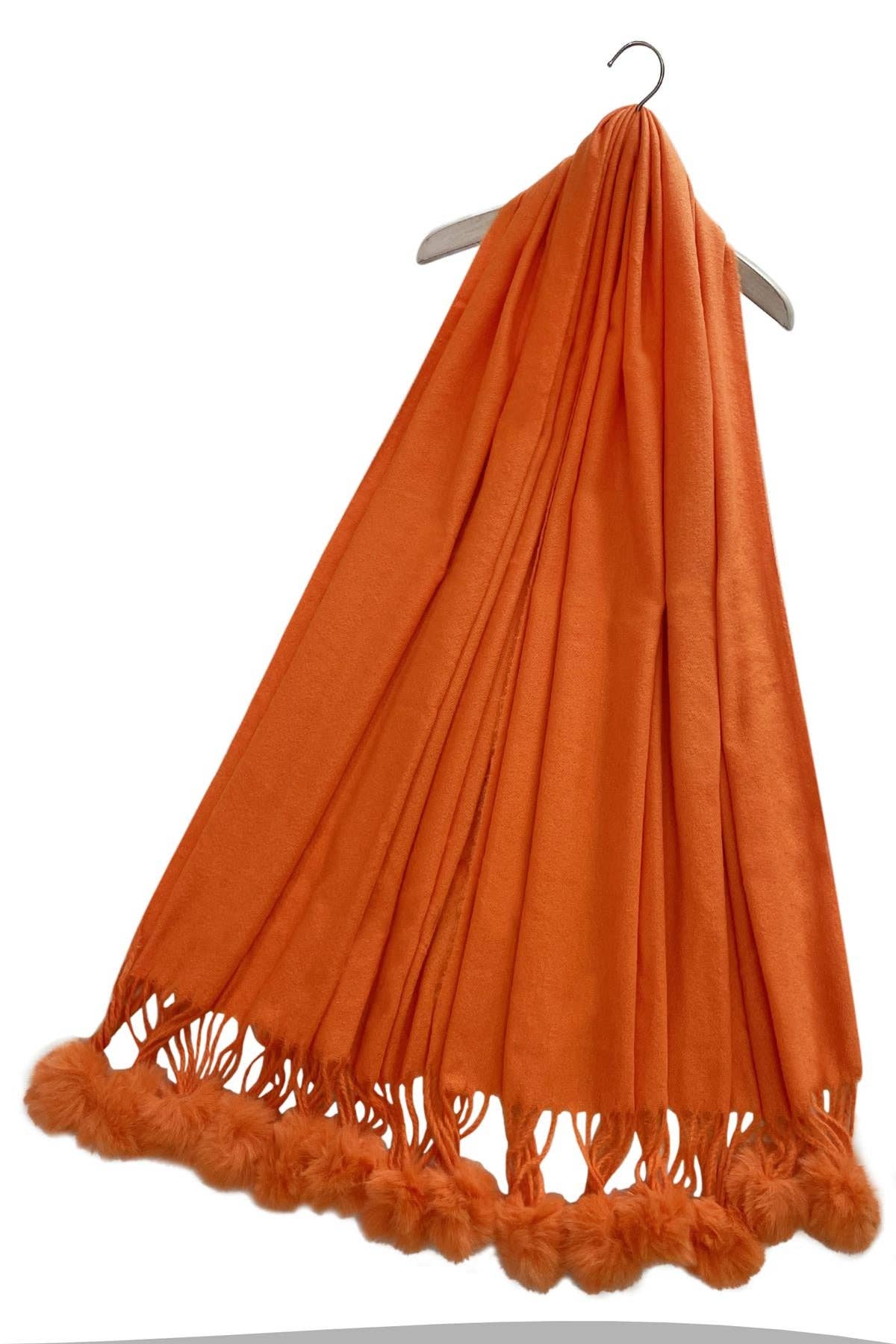 Fashion Scarf World – wholesale Scarf – Women's – Plain Wool Pom Pom Scarf23