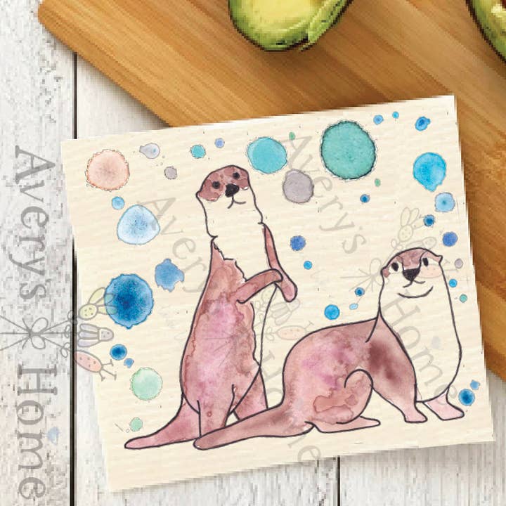 Avery's Home - Wholesale Dishcloth - River Otter Animal Gift Swedish Dishcloth