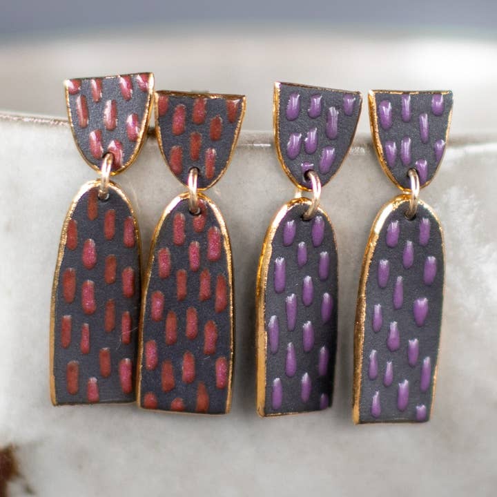 black inverse dangle stud earrings for wholesale by Remnant Studios