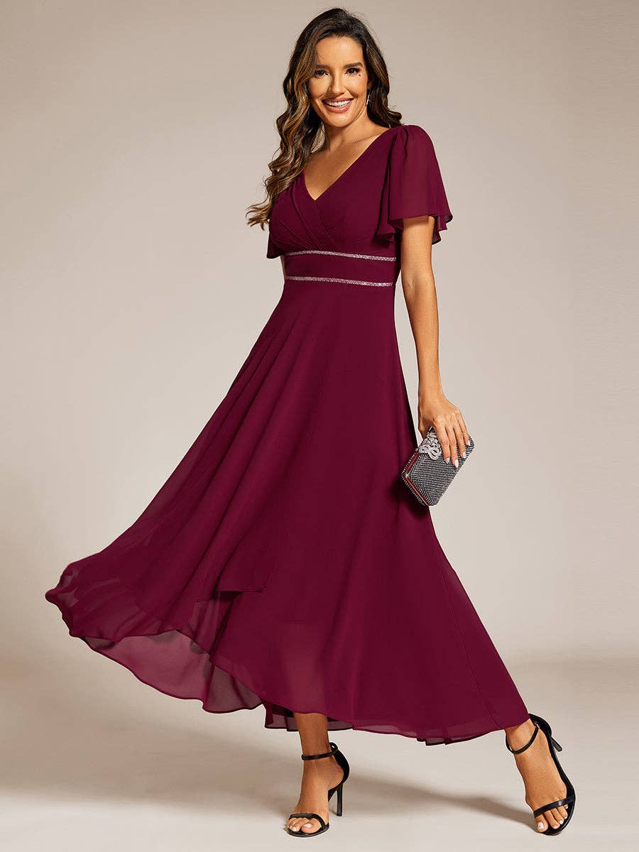Ever-Pretty - Wholesale Dress - Women's - Asymmetrical A-Line Skirt Nine-Length Chiffon Dresses0