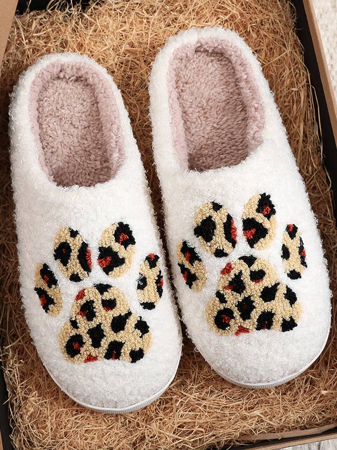 Leopard Cat Paw Knit Plush Slippers ZK922 for wholesale by UNISHE