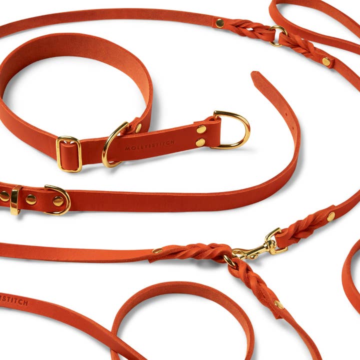 Molly and Stitch - Wholesale Pet Leash - Dog - Butter Leather 3x Adjustable Dog Leash - Mango4
