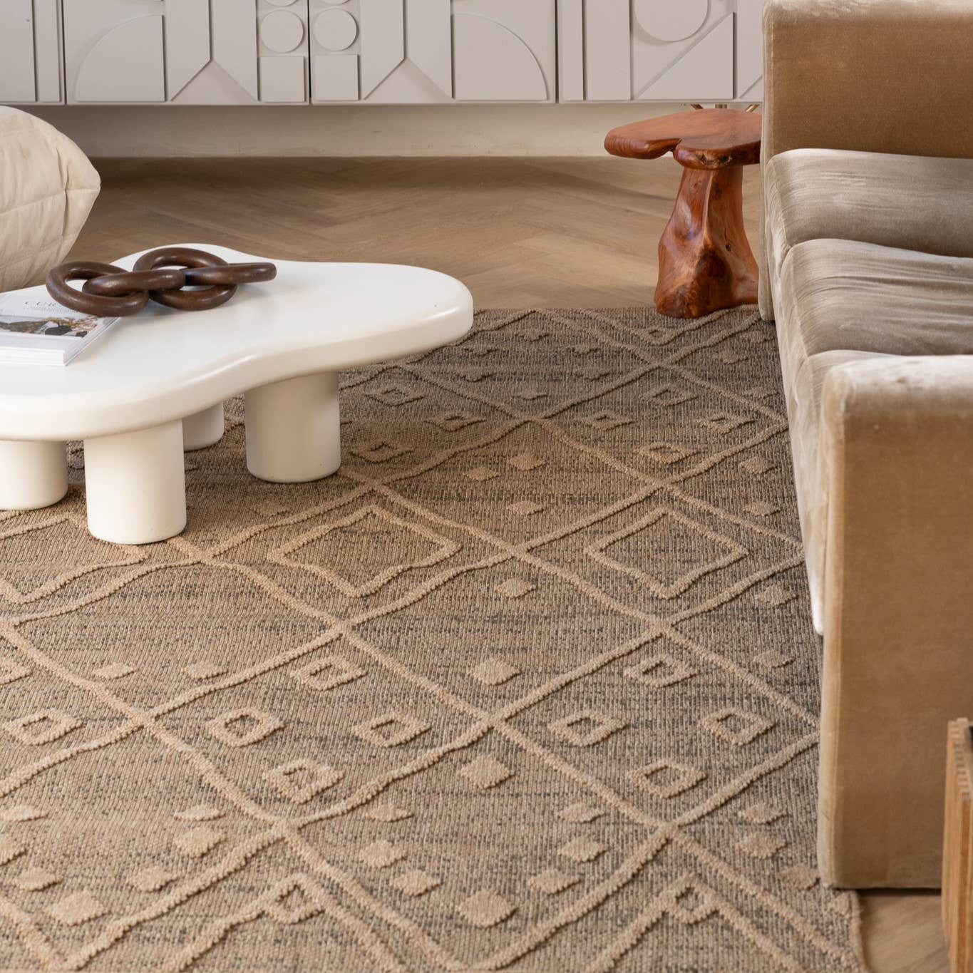Abstract Boho Brown Beige Indoor Area Rug for wholesale on Faire5