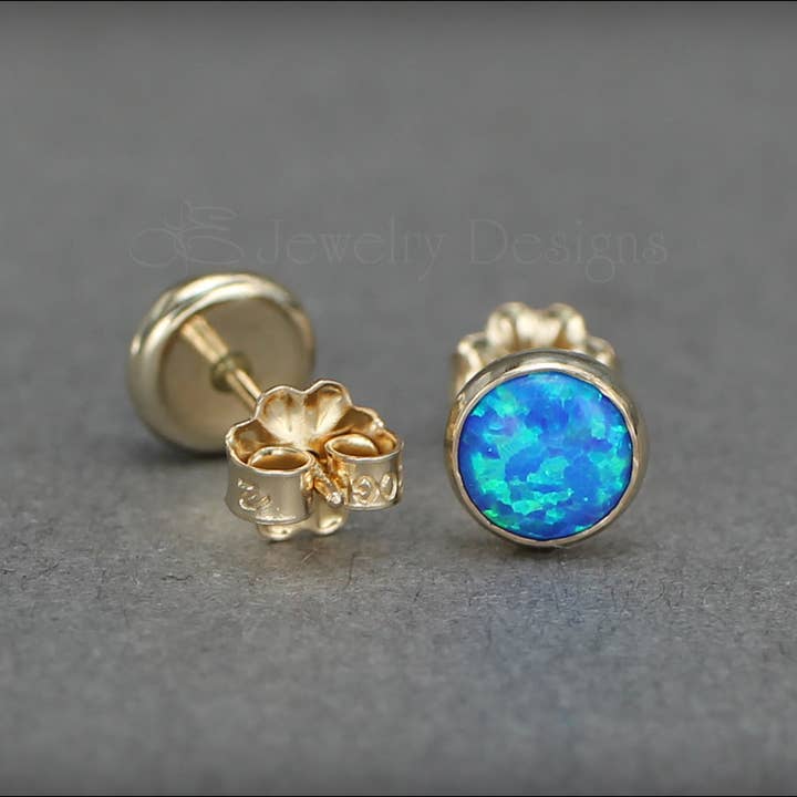Gold Opal Stud Earrings (6mm) for wholesale by LE Jewelry Designs