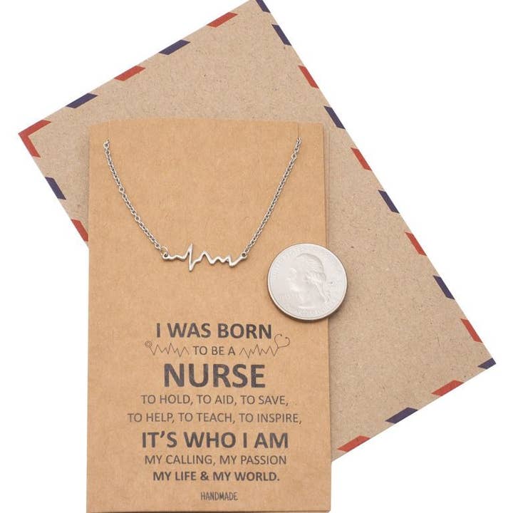 Quan Jewelry - Vendita all'ingrosso Collana con ciondolo/pendaglio - Collana con cardiogramma Macaria, regalo per infermiera5