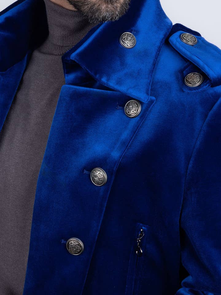 BARABAS - Wholesale Blazer - Men's - Men's Solid Color Velvet Antique Long Blazer 5LBL017