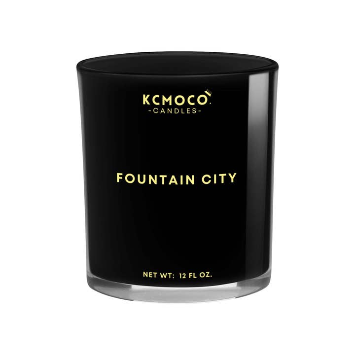 FOUNTAIN CITY CANDLE - LARGE JAR BLACK for wholesale by KCMOCO. Candles