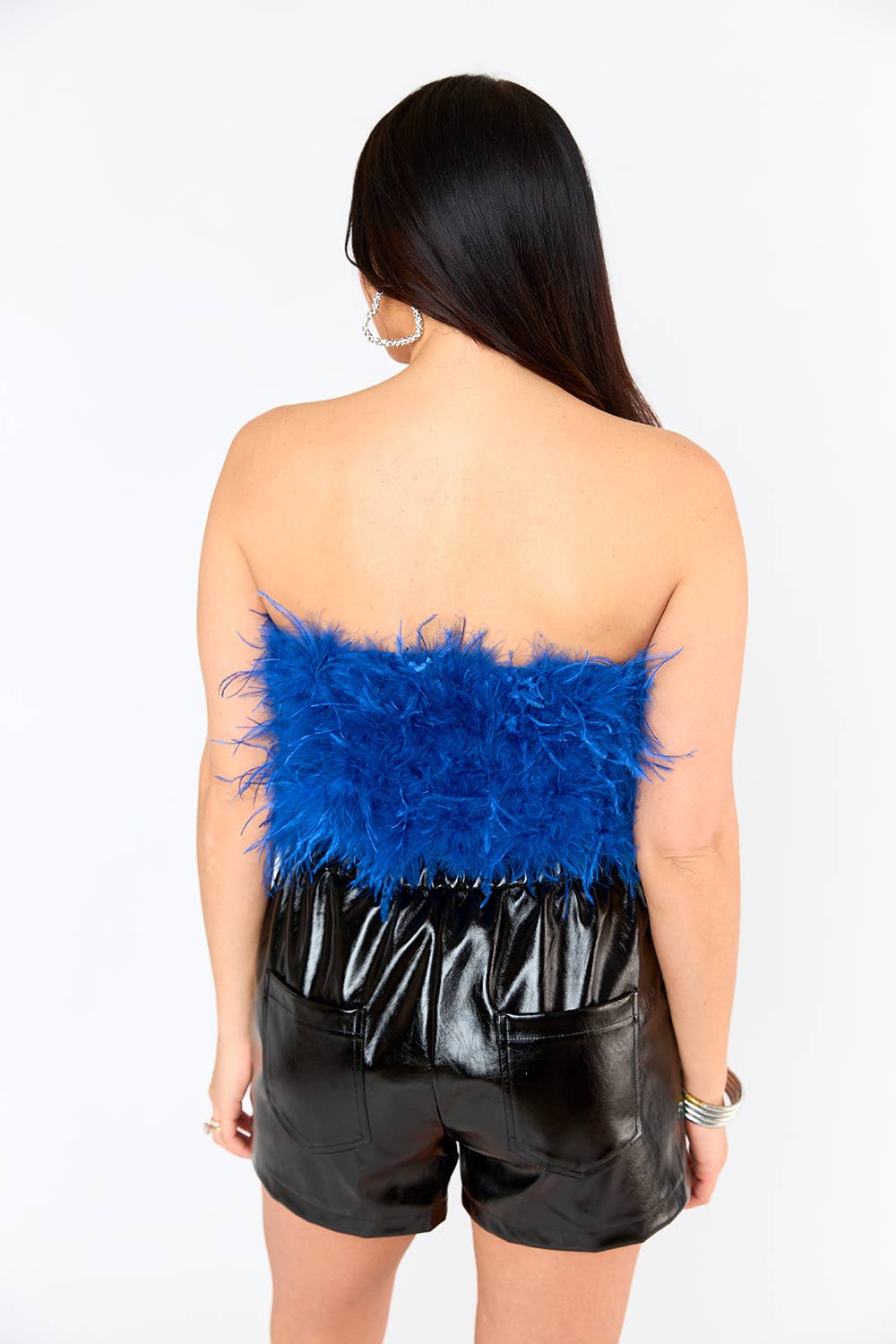 BuddyLove - Wholesale Blouse - Women's - Fancy Royal Blue Strapless Feather Top2