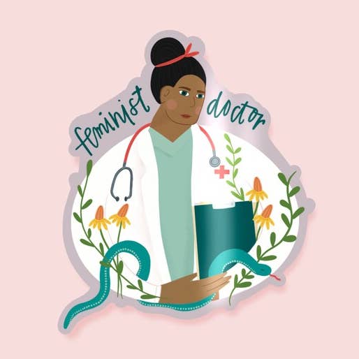 Autocollant en vinyle Feminist Doctor pour la vente par Good and Human