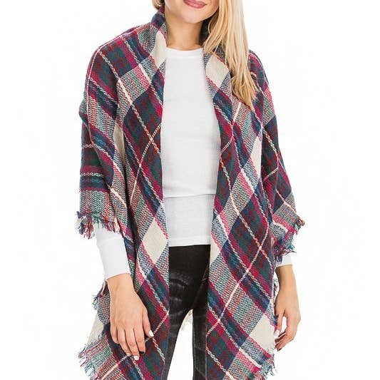 Cap Zone - Wholesale Scarf - Women's - Large Over Sized Plaid Printed Blanket Scarf and shawls7
