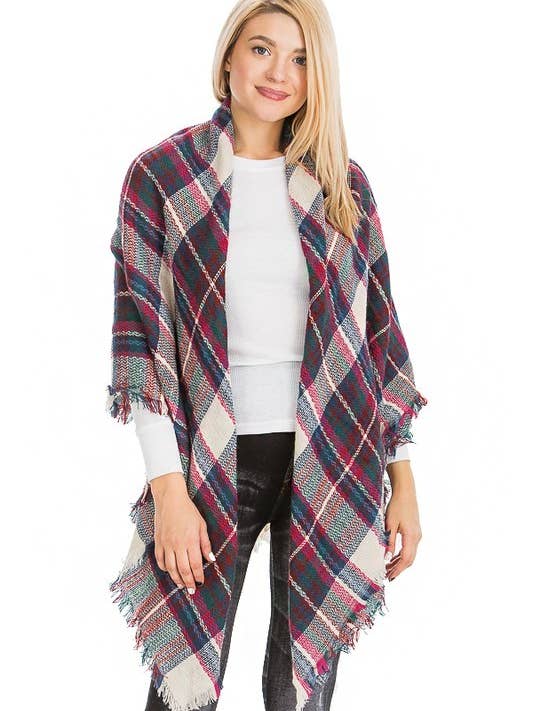 Large Over Sized Plaid Printed Blanket Scarf and shawls for wholesale by Cap Zone