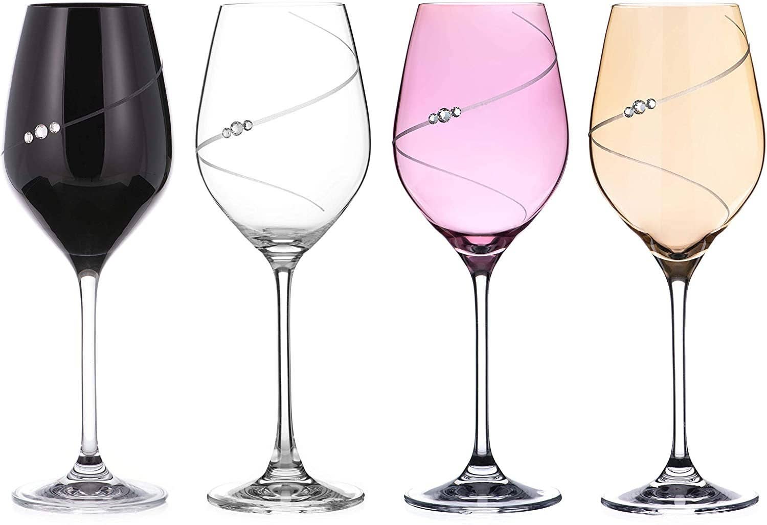 DIAMANTE – wholesale Vinglas – Diamante Swarovski färgade vitt vinglas med 'silhou2