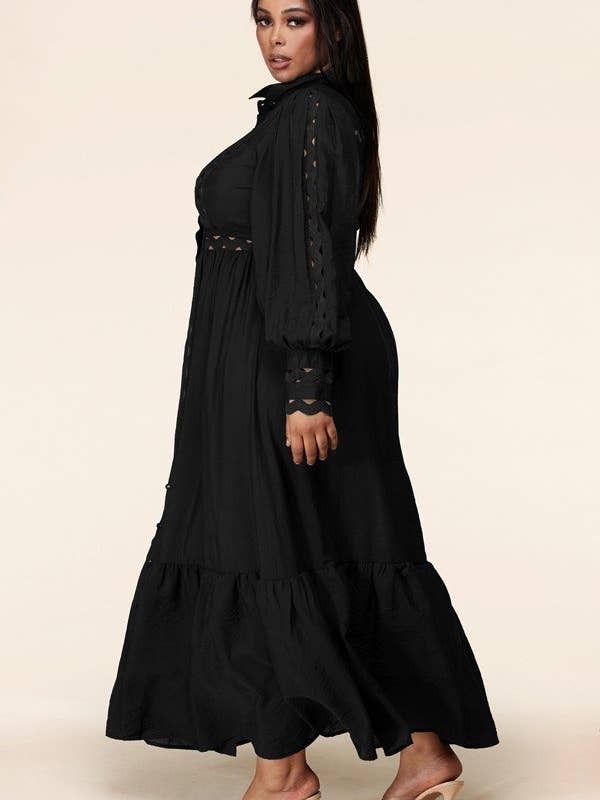 Plus-Size Black Whimsical Maxi Dress for wholesale on Faire2